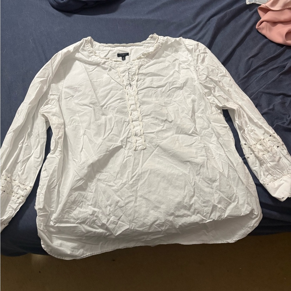 Talbots White Long Sleeve Blouse